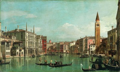 Canal Grande, Benátky, pohled na jihovýchod, s Campo della Carità vpravo, 30. léta 18. století. od Giovanni Antonio Canal