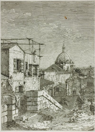 Dům s nápisem a Dům s peristylem, z Vedute od Canaletto