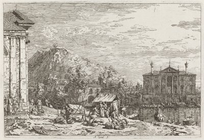Trh v Dolo [vlevo dole] od Canaletto