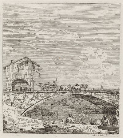 Vůz projíždějící přes most od Canaletto