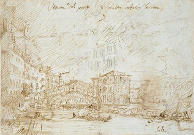 Benátky: Ponte di Rialto, polovina 18. století od Canaletto
