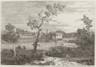 Pohled na město na břehu řeky, c. 17351746. od Canaletto