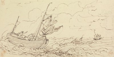 Náčrt lodi na rozbouřeném moři od Capt. Thomas Hastings