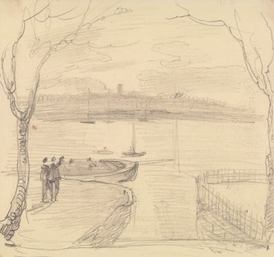 Načrtnutý pohled z East Cowes, West Cowes v dálce od Capt. Thomas Hastings