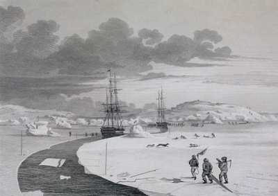 Cutting into Winter Island, říjen 1821, z Journal of a Second Voyage for Discovery of North West Passing from Atlantic to Pacifik v letech 1821-22-23, William Edwar od Captain George Francis Lyon