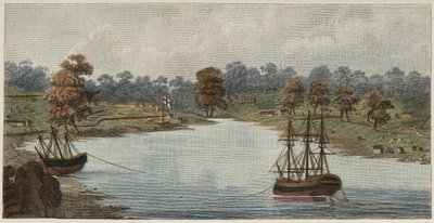 Sydney Cove, 1788 (ručně kolorovaná mědirytina) od Captain John Hunter