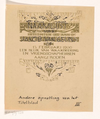Huldeblijk an Jacob van Geuns od Carel Adolph Lion Cachet