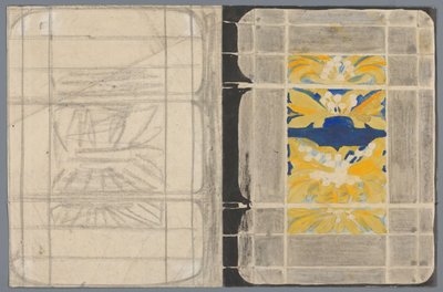 Entwurf für einen Buchumschlag mit Blumenmotiv od Carel Adolph Lion Cachet
