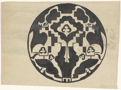 Design pro talíř se dvěma stylizovanými zvířaty od Carel Adolph Lion Cachet