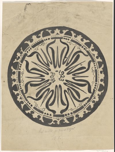 Design na talíř u příležitosti stříbrného jubilea královny Wilhelminy od Carel Adolph Lion Cachet