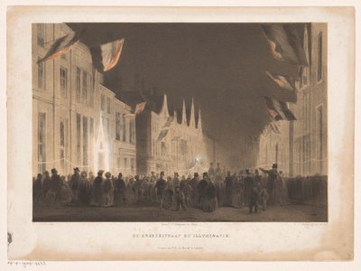 Bredestraat v Leidenu osvětlena Breedestraat pod osvětlením (název na objektu) od Carel Christiaan Antony Last