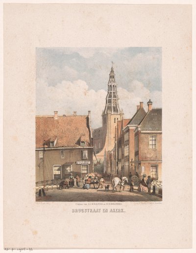 Brugstraat a kostel Der Aa v Groningenu Brugstraat a Akerk (název na objektu) od Carel Christiaan Antony Last