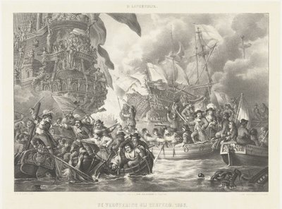 Cesta do Chathamu a dobytí královského Karla, 1667 Dobytí v Chattamu. 1666 (název na objektu) od Carel Christiaan Antony Last
