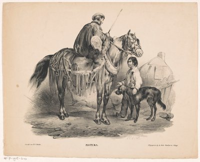 Šlechtic na koni a žebrající chlapec Pictura (název série na objektu) od Carel Christiaan Antony Last