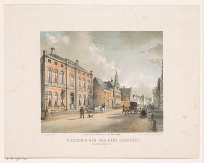 Pohled na Zelený sirotčinec v Groningenu Sirotčinec v Nizozemsku. rev. Obec (Zelený sirotčinec) (název na objektu) od Carel Christiaan Antony Last