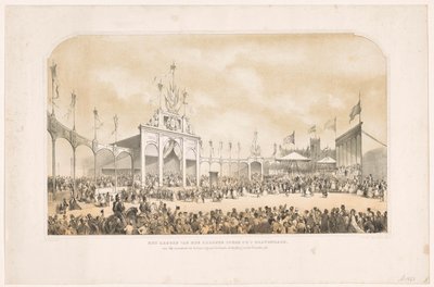 Král Willem III pokládá první kámen před pomníkem na památku osvobození od Francouzů Položení prvního kamene v Haagu pro pomník na památku toho, jak Holanďané setřásli francouzské jho (název na předmětu) od Carel Christiaan Antony Last