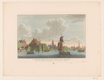 Pohled na vesnici Westzaandam vidět přes vodu Binnen-Zaan do kostela ve West-Zaandam / Vue de West-Zaandam sur le Binnen-Zaan (název na objektu) od Carel Frederik Bendorp (I)