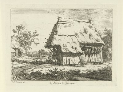 Pastýř u ovčína Te Drown in Drenthe (název na objektu) Krajiny (1-6) (název série) od Carel Lodewijk Hansen
