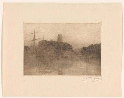 Pohled na Nieuwe Haven v Dordrechtu v noci od Carel Nicolaas Storm van 