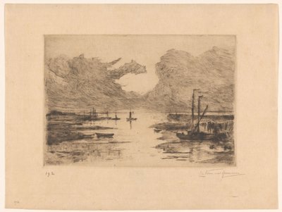 Přístav Bergen op Zoom při odlivu Bergen op Zoom (původní název) Sketching in Holland (původní název série) od Carel Nicolaas Storm van 