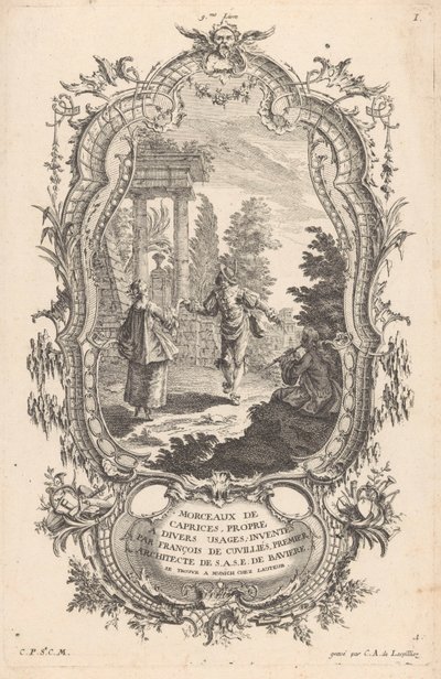 taneční pár Postavy v krajině (název série) 9me Livre I Morceaux De Caprices, Propre A Divers Usages (název série na objektu) od Carl Albert von Lespilliez