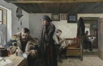 Visite a domicile du docteur - Doctor Home Visit, Aspelin, Karl (1857-1932). Olej na plátně. Rozměr: 137,5 x 212 cm. Národní muzeum Stockholm od Carl Aspelin