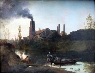 Německy: "Walzwerk Neustadt-Eberswalde" nebo "Válcovna u Eberswalde" Válcovna Neustadt-Eberswalde od Carl Blechen