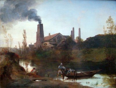 Německy: "Walzwerk Neustadt-Eberswalde" nebo "Válcovna u Eberswalde" Válcovna Neustadt-Eberswalde od Carl Blechen