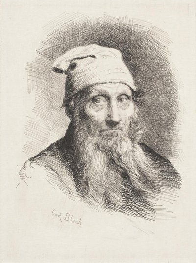 Starý muž s kloboukem. Obrázek poprsí od Carl Bloch