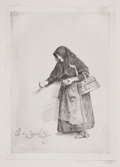 Žena s vrabci od Carl Bloch