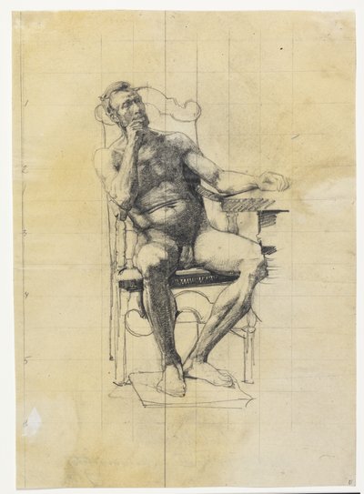 Postava mužského modelu. Studie k postavě Frederika III. na univerzitním portrétu 1887-89 od Carl Bloch