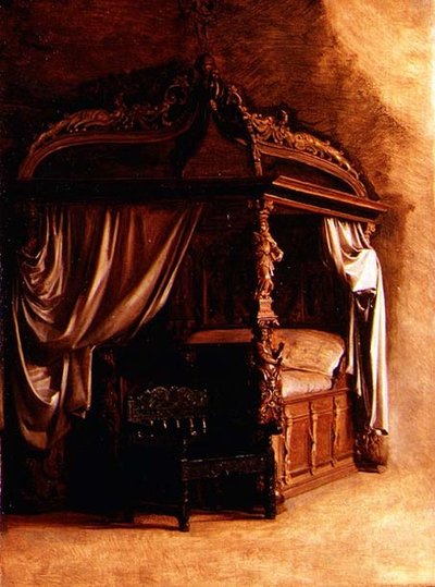 Královská postel dánského krále Kristiána IV. (1577-1648) od Carl Bloch