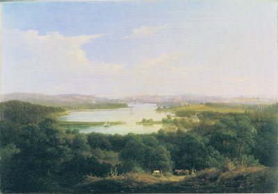 pohled z Kirchbergu (kostelní vrch) u Nedlitz od Carl Daniel Freydanck