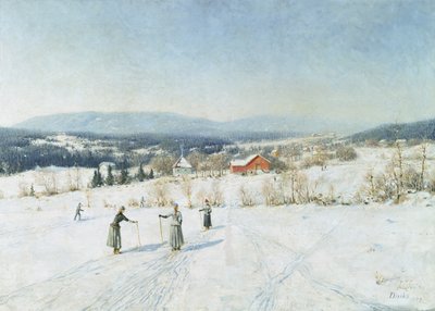 Krajina s lyžaři od Carl-Edvard Diriks
