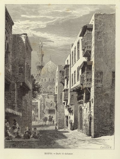 Egypt - Darb al-Ahmar v Káhiře od Carl Friedrich Heinrich Werner