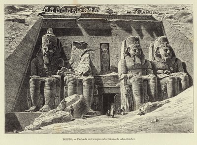 Egypt - Fasáda podzemního chrámu Abu Simbel od Carl Friedrich Heinrich Werner