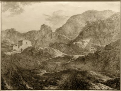 Horská krajina, vlevo dům s trampem před sebou od Carl Friedrich von Rumohr