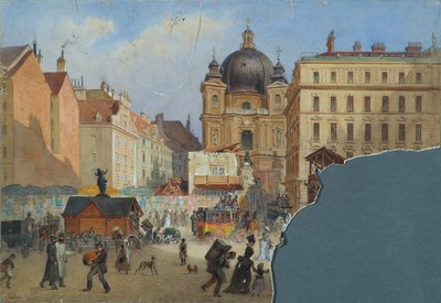 Peterskirche ve Vídni při pohledu z Graben od Carl Goebel d. J.