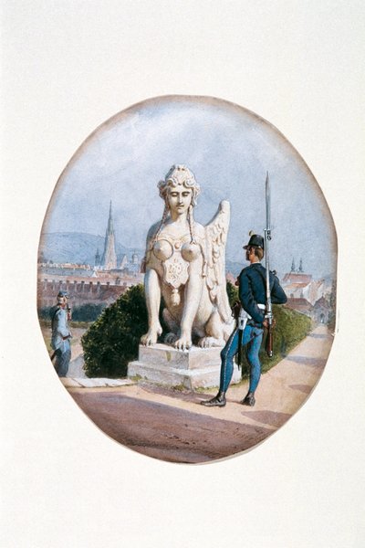 Pěšák ve strážní službě před Horním Belvederem od Carl Goebel d. J.