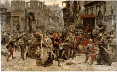 Švédština: Valdemar Atterdag drží Visby jako výkupné v roce 1361
 Valdemar Atterdag drží Visby jako výkupné, 1361 od Carl Gustaf Hellqvist