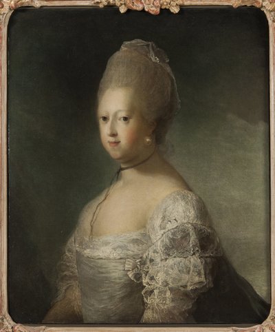Caroline Mathilde z Hannoveru, princezna Velké Británie a královna choť Dánska a Norska - Portrét Caroline Matildy z Velké Británie (1751-1775), královny Dánska, Pilo, Carl Gustaf (1711-1793). Olej na plátně. Rozměr: 76 x 63 cm. národa od Carl Gustaf Pilo