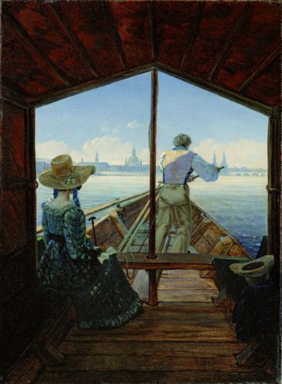 Gondola na Labi u Drážďan od Carl Gustav Carus