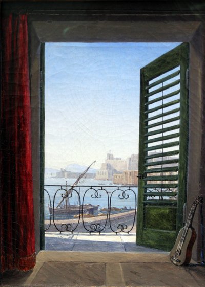 Němčina: Balkon v Neapoli Balkonový pokoj s výhledem na Neapolský záliv od Carl Gustav Carus