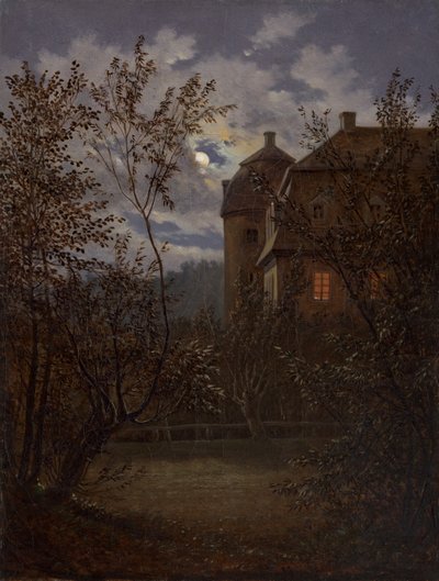 Zámek Milkel v měsíčním světle, ca. 1833-35. od Carl Gustav Carus