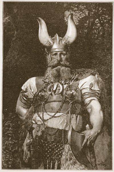 Vikingský náčelník, ilustrace z knihy "Anglikánská církev: Spence-Jones, vyd. cca 1910 (sépiová fotografie). od Carl Haag