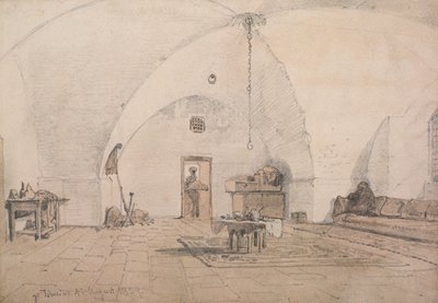 Interiér na Tiberias, 1859 (tužka a mytí na papíře) od Carl Haag