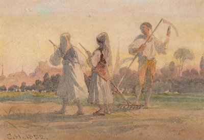 „Francští rolníci u Wurzburgu“, Německo, 1852 od Carl Haag