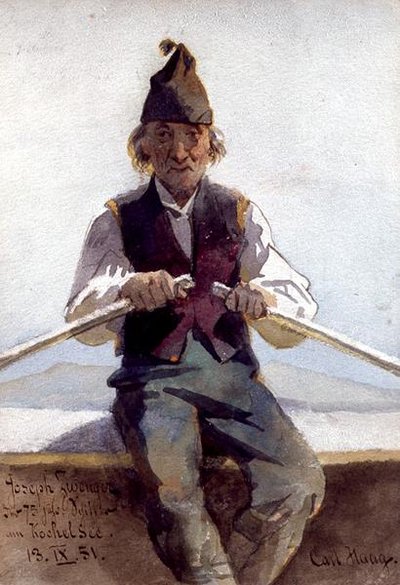 Joseph Zwenger ve veslici, Bavorská vysočina od Carl Haag