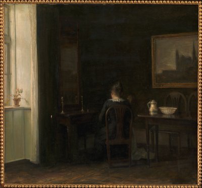 Interiér s umělcovou manželkou Emilií Heise od Carl Holsoe