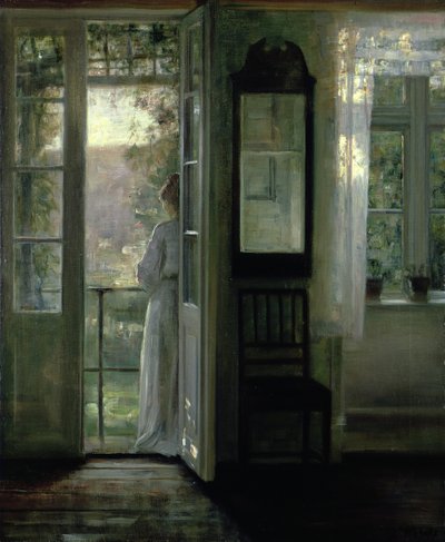 Dívka stojící na balkóně od Carl Holsoe